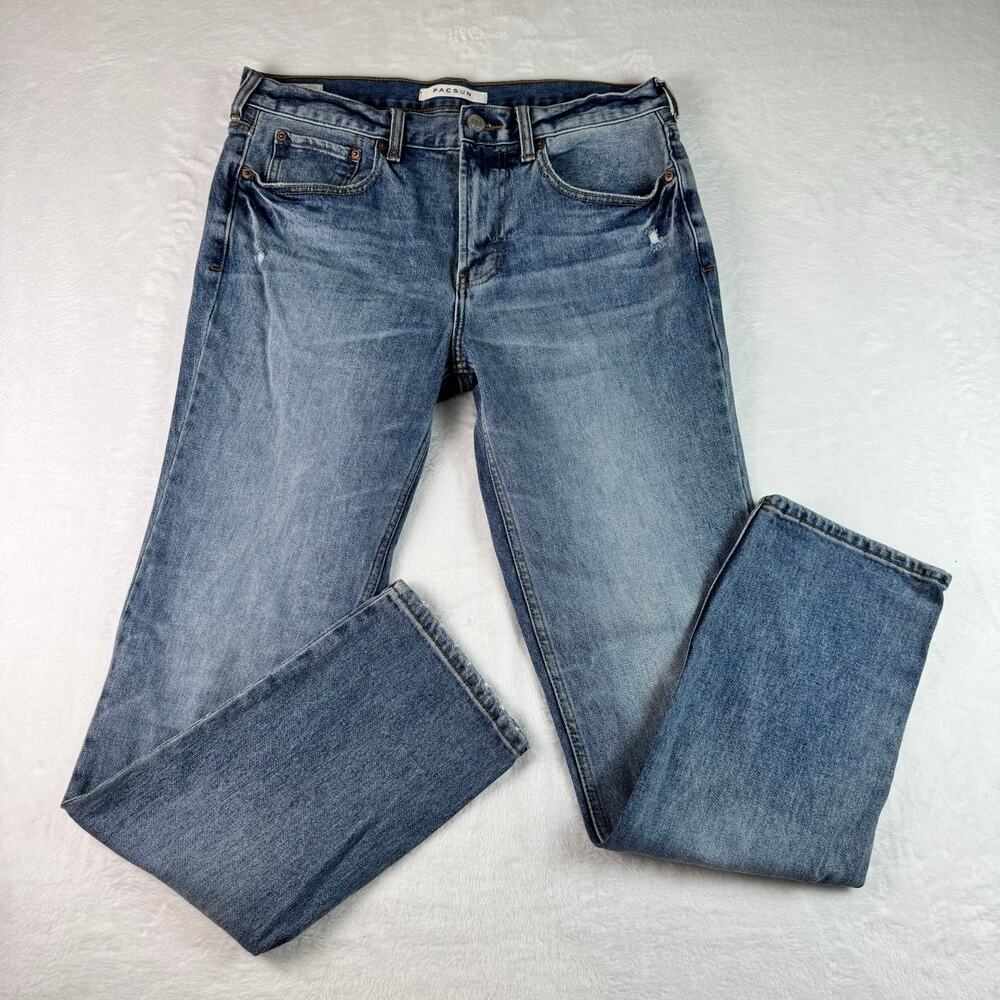 PacSun Slim Jeans Men’s 31x32 Light Wash Stretch Denim Distressed Casual Pants